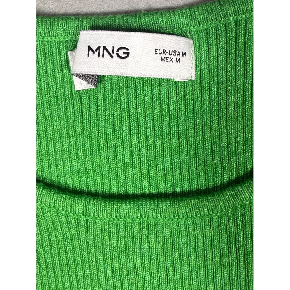 Capsule Layering Mango MNG Ribbed Knit Sweater Tank Green Crew Neck Size Med - Picture 4 of 7